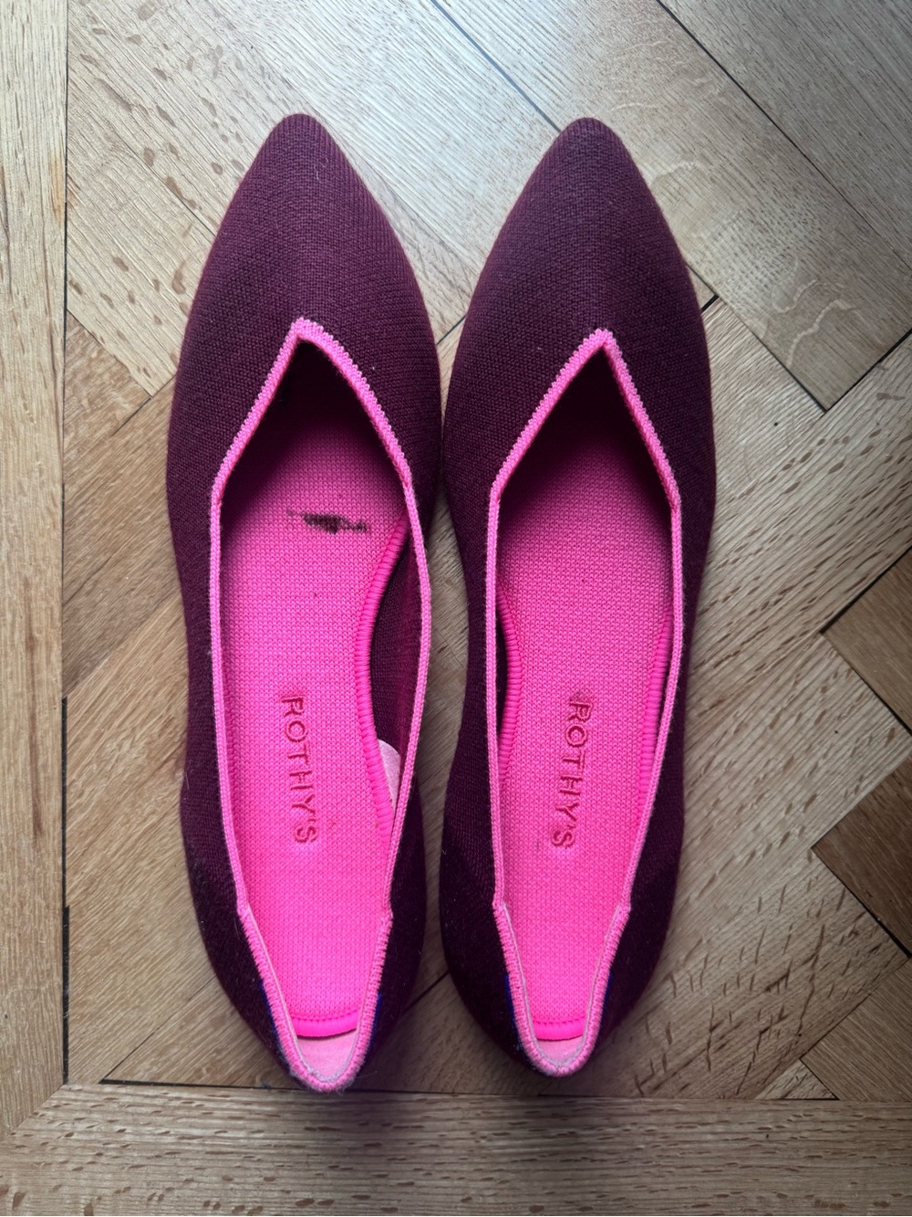 Rothy's Pointed Flat in Maroon - Size 10